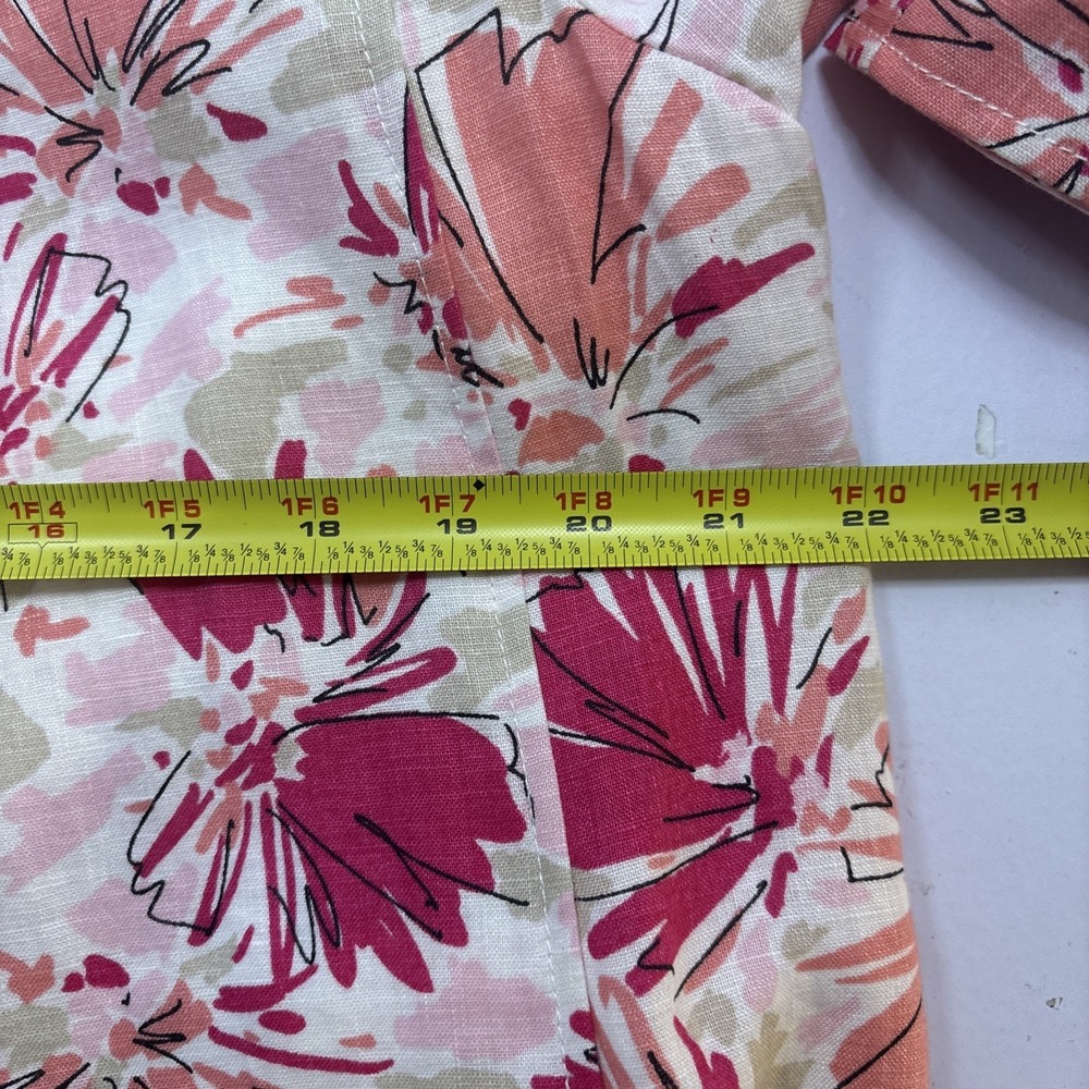 Vtg‎ Kim Rogers Women's Floral Linen Jacket Size Petite Large 3/4  Sleeve - Picture 9 of 11